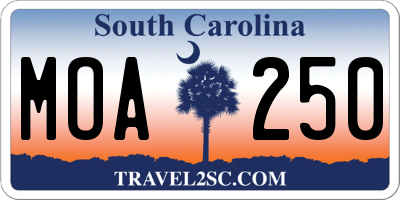 SC license plate MOA250