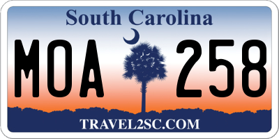 SC license plate MOA258