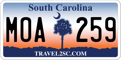 SC license plate MOA259