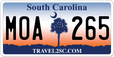 SC license plate MOA265