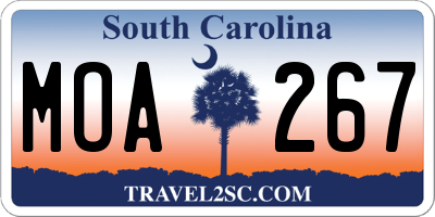 SC license plate MOA267