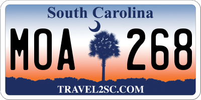SC license plate MOA268