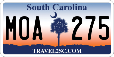 SC license plate MOA275
