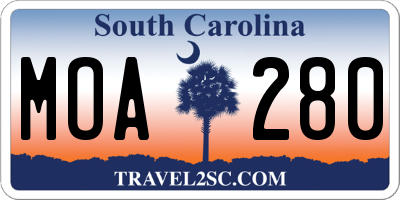 SC license plate MOA280