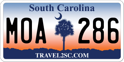 SC license plate MOA286