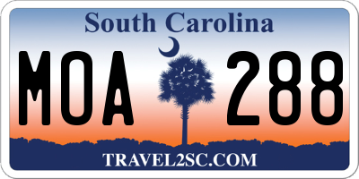 SC license plate MOA288