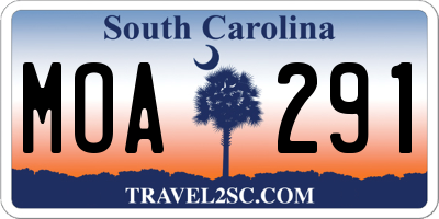 SC license plate MOA291