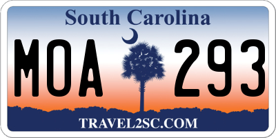 SC license plate MOA293