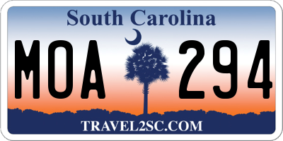 SC license plate MOA294