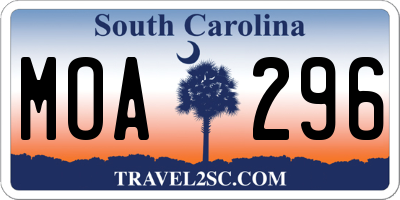 SC license plate MOA296