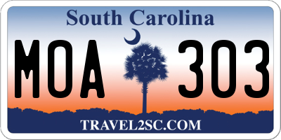 SC license plate MOA303