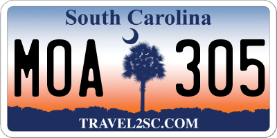 SC license plate MOA305