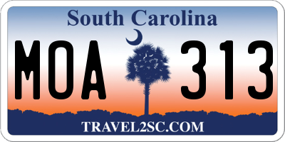 SC license plate MOA313