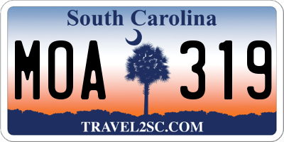SC license plate MOA319