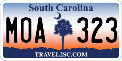 SC license plate MOA323
