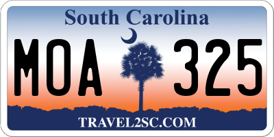 SC license plate MOA325