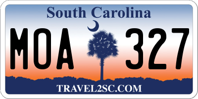SC license plate MOA327