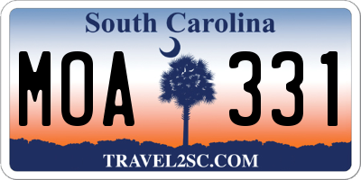 SC license plate MOA331