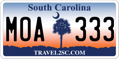 SC license plate MOA333