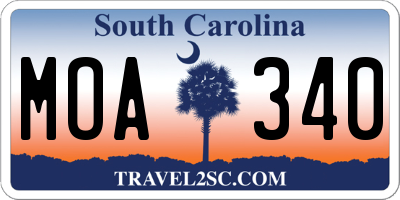 SC license plate MOA340