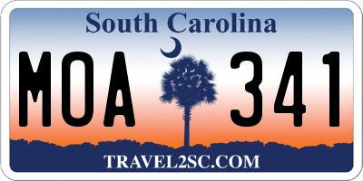 SC license plate MOA341