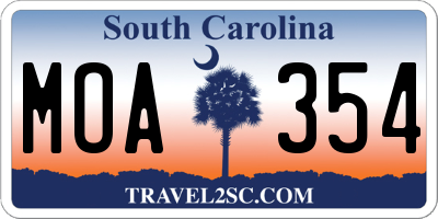 SC license plate MOA354