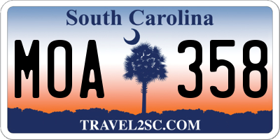 SC license plate MOA358