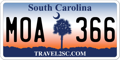 SC license plate MOA366