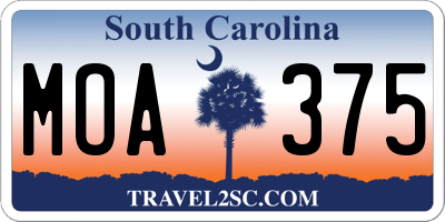 SC license plate MOA375