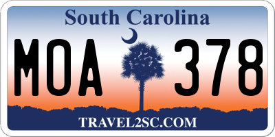SC license plate MOA378