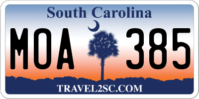 SC license plate MOA385