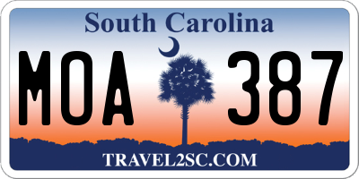 SC license plate MOA387
