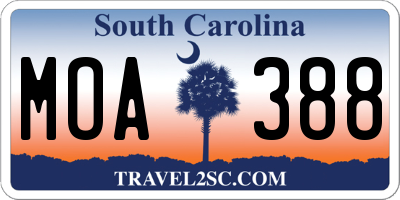 SC license plate MOA388