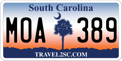 SC license plate MOA389