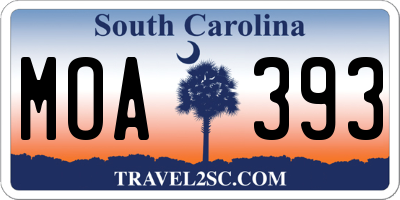SC license plate MOA393
