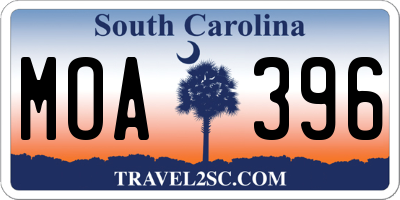 SC license plate MOA396