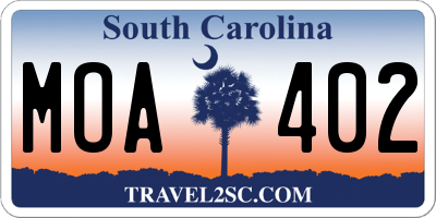 SC license plate MOA402