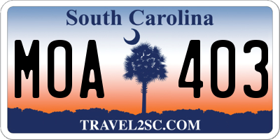 SC license plate MOA403