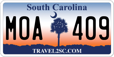 SC license plate MOA409
