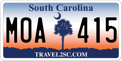 SC license plate MOA415