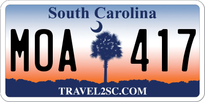SC license plate MOA417