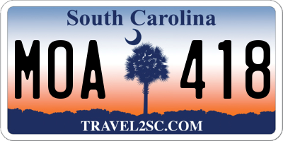SC license plate MOA418