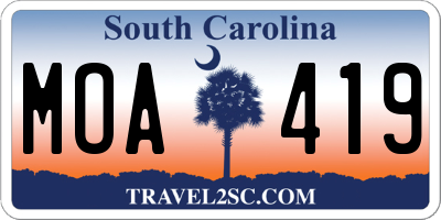 SC license plate MOA419