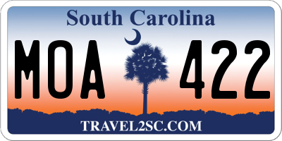 SC license plate MOA422