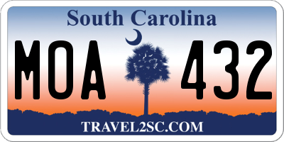 SC license plate MOA432