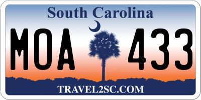 SC license plate MOA433