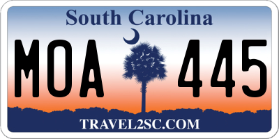SC license plate MOA445