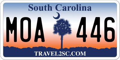 SC license plate MOA446