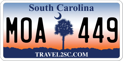SC license plate MOA449