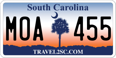 SC license plate MOA455